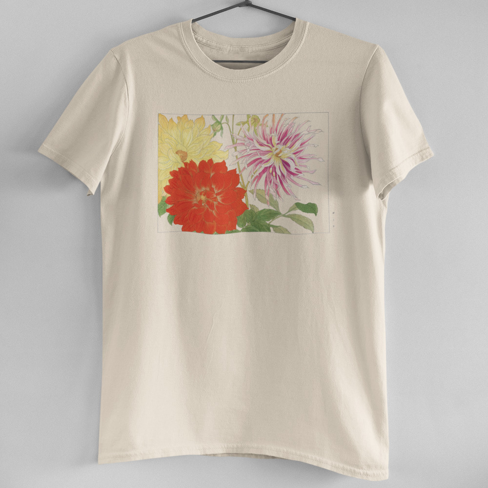 Japanese Red Yellow Dahlia Flower Tee